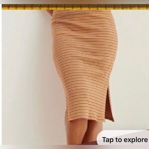 Aerie Tan and Brown Striped Midi Skirt